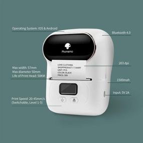 img 1 attached to 🖨️ Phomemo-M110 Portable Bluetooth Thermal Mini Label Printer – Ideal for Labeling in Office, Cable, Retail & Barcode Applications – Compatible with Android & iOS, Includes 1 40×30mm Label – White