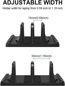 img 2 attached to Вертикальная подставка для ноутбука ENUSUNG - Регулируемая двойная док-станция для ноутбука - Пластиковый держатель с дизайном 4 в 1 - Экономия места для ноутбука/MacBook/Surface/iPad до 17,3 дюйма - Черный
