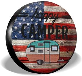 img 4 attached to 🏕️ Happy Camper Spare Tire Covers: Portable Dirt Tire Protector, Weather-Proof for Trailer RV SUV Truck Camper - American Flag Design - Universal Fit (14 Inch)