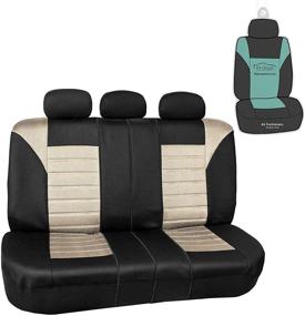 img 4 attached to FH Group Premium 3D Air Mesh Rear Set Car Seat Cover - Universal Fit for Cars, Trucks, SUVs (Beige/Black) - Ultimate Protection and Style for Any Vehicle