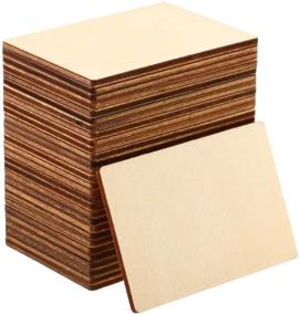 img 3 attached to 🔲 50-Piece Blank Wood Squares - Unfinished Round Corner Square Wooden Cutouts, 2 x 3 Inch - DIY Arts Craft Project, Decoration, Laser Engraving Carving