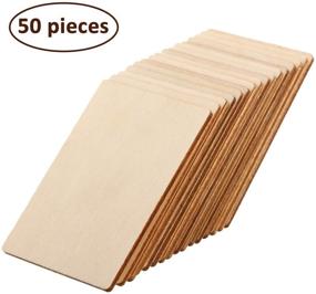 img 1 attached to 🔲 50-Piece Blank Wood Squares - Unfinished Round Corner Square Wooden Cutouts, 2 x 3 Inch - DIY Arts Craft Project, Decoration, Laser Engraving Carving