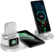 🔌 tzonoo 6 в 1 беспроводная подставка для зарядки: apple watch 5, iphone, airpods, android - белый логотип