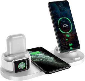 img 4 attached to 🔌 TZONOO 6 в 1 Беспроводная подставка для зарядки: Apple Watch 5, iPhone, AirPods, Android - Белый