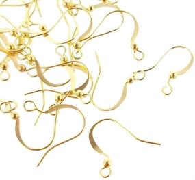 img 1 attached to 🎣 Premium Gold Brass Flat Fish Hook Earring Findings Wires - Nickel Free, Ideal for Jewelry Making - 17mm Length