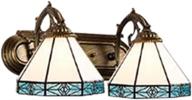 🧜 tiffany wall sconce lamp by xindar – 9 inches glass mirror front light fixture for bedroom with mermaid lamp arm (blue, 2-light basic) логотип