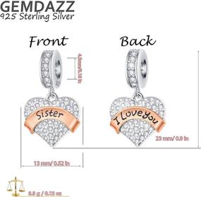 img 2 attached to 💎 GEMDAZZ 925 Sterling Silver Family Theme Charm, Mother Father Daughter Son Sister Nana Wife Husband Grandma Friend Godmother Goddaughter Clear Pave Heart Pendant Beads, Compatible with European Women Bracelet