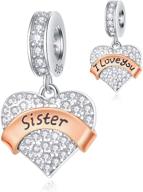 💎 gemdazz 925 sterling silver family theme charm, mother father daughter son sister nana wife husband grandma friend godmother goddaughter clear pave heart pendant beads, compatible with european women bracelet logo