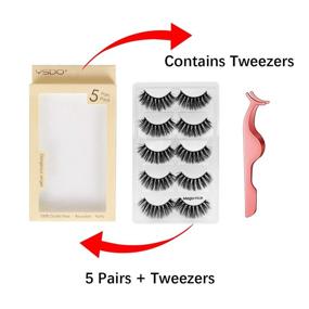 img 3 attached to 👁️ Leipple False Eyelashes 5 Pairs - Professional Reusable 3D Mink Lashes - Handmade Natural Thick Fluffy Fake Eyelashes - With Stainless Steel Tweezers (Mega-nice)