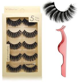 img 4 attached to 👁️ Ресницы Leipple False Eyelashes 5 пар - Профессиональные многоразовые ресницы из 3D меха - Ручной работы натуральные густые и пушистые накладные ресницы - С нержавеющим стальным пинцетом (Мега-классные)