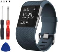 заменяемые ремешки sophili, совместимые с часами fitbit surge с металлической пряжкой, фитнес-браслет для запястья малого и большого размера (rockblue/s) логотип