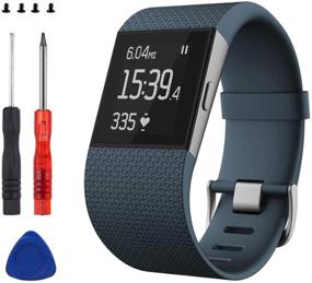 img 4 attached to Заменяемые ремешки Sophili, совместимые с часами Fitbit Surge с металлической пряжкой, фитнес-браслет для запястья малого и большого размера (RockBlue/S)