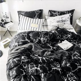 img 3 attached to KAREVER Black Marble Comforter Set Queen Bedding Set Thunder Lightning Black Marble Blankets Reversible Men Full Size Soft Lightweight Women Black Quilt Set 3 PCs: Stylish and Cozy Bedroom Upgrade