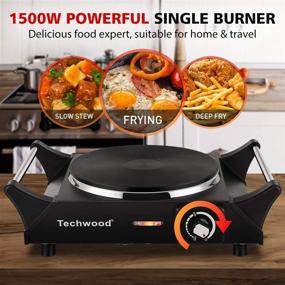 img 3 attached to 🔥 1500W Techwood Portable Electric Stove with Adjustable Temperature, Stay Cool Handles, and 7.5” Countertop Cooktop - Perfect for Dorm Office/Home/Camp, Compatible with All Cookwares