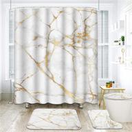 🚿 4-piece marble gold white black geometric rose stone abstract modern vintage shower curtain set with non-slip rugs, toilet lid cover, and bath mat - bathroom decor set 72" x 72 logo
