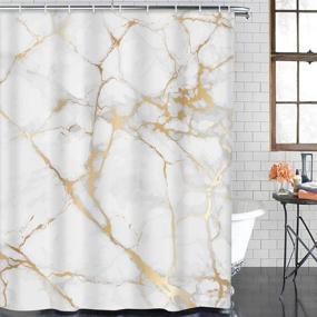 img 3 attached to 🚿 4-Piece Marble Gold White Black Geometric Rose Stone Abstract Modern Vintage Shower Curtain Set with Non-Slip Rugs, Toilet Lid Cover, and Bath Mat - Bathroom Decor Set 72" x 72