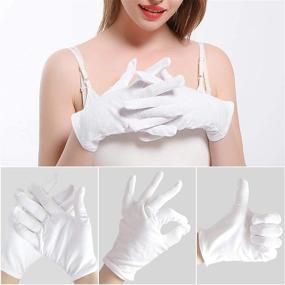 img 3 attached to Cotton Gloves for Dry Hands, Paxcoo 3 Pairs White Cotton Gloves for Moisturizing Dry Hand Eczema, Cosmetic Oil Absorption, Jewelry Inspection, Spa – Medium Size