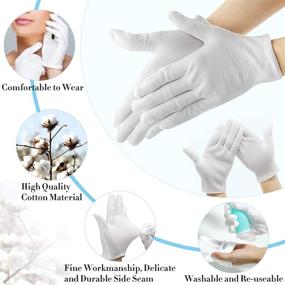 img 2 attached to Cotton Gloves for Dry Hands, Paxcoo 3 Pairs White Cotton Gloves for Moisturizing Dry Hand Eczema, Cosmetic Oil Absorption, Jewelry Inspection, Spa – Medium Size