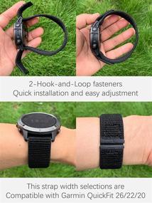 img 3 attached to 🏃 C2D JOY Ultra Fit 26mm Nylon Fabric Sports Watch Band Compatible with Garmin QuickFit Quick-Release Bands.