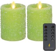 luminara princess crystal candles limited collection - walt disney princess playlist - moving flame led candle - battery operated life 600 hr - remote included - set of 2 - princess green crystal logo