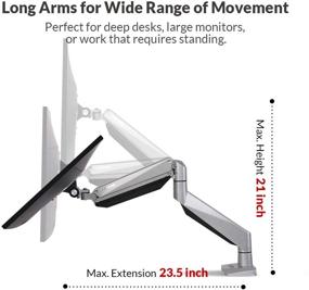 img 2 attached to 💪 Loctek Heavy Duty Gas Spring Swing Monitor Arm Desk Mount Stand - Fits 10-34 inch Monitors, Weight Capacity of 13.2-33 lbs