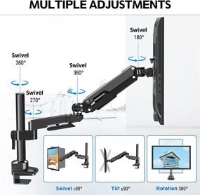 img 2 attached to 🖥️ Maximize Your Workspace with MOUNTUP Single Monitor Desk Mount - Fully Adjustable Aluminum Gas Spring Stand for 32 Inch Flat Curved Screens - Heavy Duty Arm Holds 2.2-22lbs - C-Clamp and Grommet Base Included