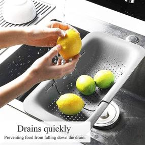 img 2 attached to 🥦 Zepeloffy Over The Sink Colander - Expandable, Portable, and Adjustable for Fruits, Vegetables, Noodles, Pasta, and Food Washing