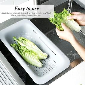 img 3 attached to 🥦 Zepeloffy Over The Sink Colander - Expandable, Portable, and Adjustable for Fruits, Vegetables, Noodles, Pasta, and Food Washing