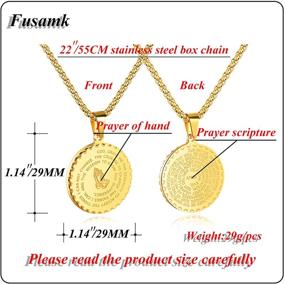 img 3 attached to 🙏 Fusamk Fashion Stainless Steel Prayer of Hand Medallion Pendant Lord's Prayer Necklace - A Stylish Symbol of Devotion