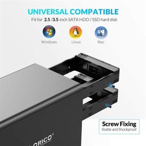 img 3 attached to 💾 ORICO 4 Bay USB 3.0 to SATA External Hard Drive Enclosure - Supports 64TB, 2.5/3.5 inch HDD SSD, Built-in 150W Power/Dual Chip for Chia Farming, Enterprise Data Storage Backup, Server Expansion (No RAID)