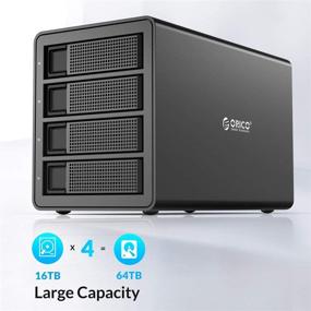 img 2 attached to 💾 ORICO 4 Bay USB 3.0 to SATA External Hard Drive Enclosure - Supports 64TB, 2.5/3.5 inch HDD SSD, Built-in 150W Power/Dual Chip for Chia Farming, Enterprise Data Storage Backup, Server Expansion (No RAID)