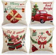 hogardeck christmas pillow covers: festive 18×18 cushion cases with bowknot, gift box, and gloves for merry bright farmhouse decorations - xmas home décor logo