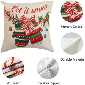 img 2 attached to Hogardeck Christmas Pillow Covers: Festive 18×18 Cushion Cases with Bowknot, Gift Box, and Gloves for Merry Bright Farmhouse Decorations - Xmas Home Décor