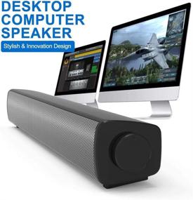 img 3 attached to OWAIZU Mini Sound Bar - USB Powered Stereo Computer Speakers with Headphone Output and Microphone Input for Desktops, Laptops, Monitors, and More - Silver