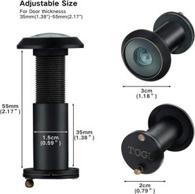 img 1 attached to 🚪 TOGU TG3016YG-CBC UL Listed Solid Brass HD Glass Lens 220-Degree Door Viewer Peephole with Privacy Cover for 1-3/8" to 2-1/6" Doors, Classic Matte Black Finish with Red Copper Edge Line Accents