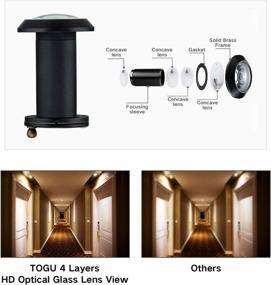 img 3 attached to 🚪 TOGU TG3016YG-CBC UL Listed Solid Brass HD Glass Lens 220-Degree Door Viewer Peephole with Privacy Cover for 1-3/8" to 2-1/6" Doors, Classic Matte Black Finish with Red Copper Edge Line Accents