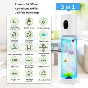 img 2 attached to Honovos 3 in 1 Ultrasonic Cool Mist Humidifier for Large Room Bedroom - Essential Oil Diffuser, 3000ml Capacity with 3.56Gal (13.5L) Aquarium Tank and 7 Color Night Light - Perfect for Home, Office
