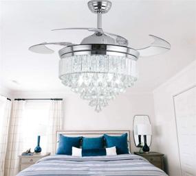 img 1 attached to 💎 Stylish 42-Inch Retractable Bladeless Crystal Chandelier Ceiling Fan with Remote Control & Light - Perfect for Bedroom or Living Room