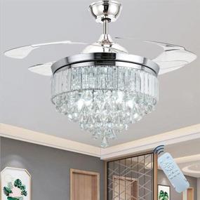 img 2 attached to 💎 Stylish 42-Inch Retractable Bladeless Crystal Chandelier Ceiling Fan with Remote Control & Light - Perfect for Bedroom or Living Room