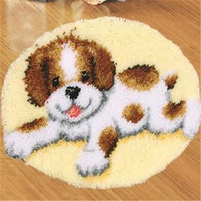 img 4 attached to 🧶 Enhanced SEO: Beyond Your Thoughts DIY Needle Craft Shaggy Cute Dog Latch Hook Kit Rug - Model Dog123 (20x20 Inch, 1 Pack)