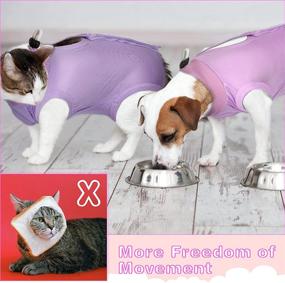 img 2 attached to 🐱 Nuanchu Cat Recovery Suit: E-Collar Alternative for Cats and Dogs - Anti Licking Abdominal Skin Pajama Suit - 3 Pieces Set