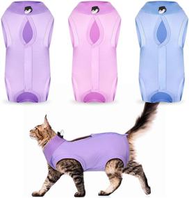 img 4 attached to 🐱 Nuanchu Cat Recovery Suit: E-Collar Alternative for Cats and Dogs - Anti Licking Abdominal Skin Pajama Suit - 3 Pieces Set