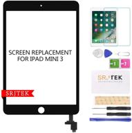 📱 srjtek screen replacement for ipad mini 3 - touch screen digitizer glass a1599 a1600, repair parts with ic chip assembly kits, tempered glass included - black logo