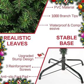 img 1 attached to 🌲 6 FT 1000 Branch Tips Christmas Tree: Artificial Flake Tree with Foldable Stand for Indoor and Outdoor Use, Easy Assembly