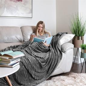 img 2 attached to 🛌 Nestl Bedding Cut Plush Queen Size Blanket - Lightweight Super Soft Fuzzy Luxury Bed Blanket for Bed - Machine Washable - Dark Grey (90x90)