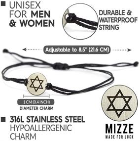 img 3 attached to 🔯 Hypoallergenic Stainless Steel Star of David Charm Bracelet - Adjustable Jewish Jewelry for Women & Men - Ideal Jewish Gift for Women, Bat Mitzvah Girls - Black String Bracelet