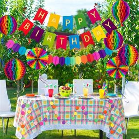 img 1 attached to Vibrant Hot-air Balloon Fiesta Birthday Decorations Set - Hanging Paper fans, Swirls, Polka Dots, Pom Poms, Banner, and Garland - 20Pcs Party Kit