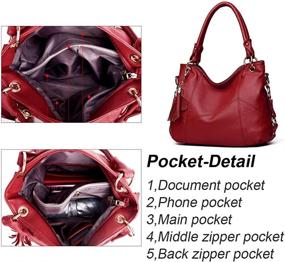 img 1 attached to Chic Claret 2 Leather Tassel Shoulder Handbag Satchel: A Must-Have for Women's Handbags & Wallets