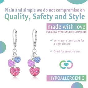 img 3 attached to 🎀 Charming Kids Earrings: White Gold Tone Hearts Pink Crystal Earrings with Silver Leverbacks for Baby, Girls, and Children