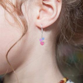 img 2 attached to 🎀 Charming Kids Earrings: White Gold Tone Hearts Pink Crystal Earrings with Silver Leverbacks for Baby, Girls, and Children